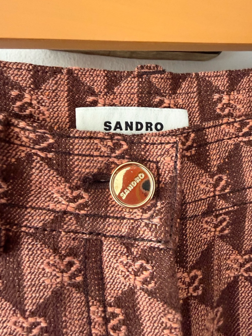 Sandro (34) Rust Brown Ruffle-Hem Mini Skirt - Picture 2 of 4